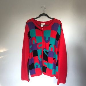 Coldwater Creek Vintage 90s Zip Up Red Sweater